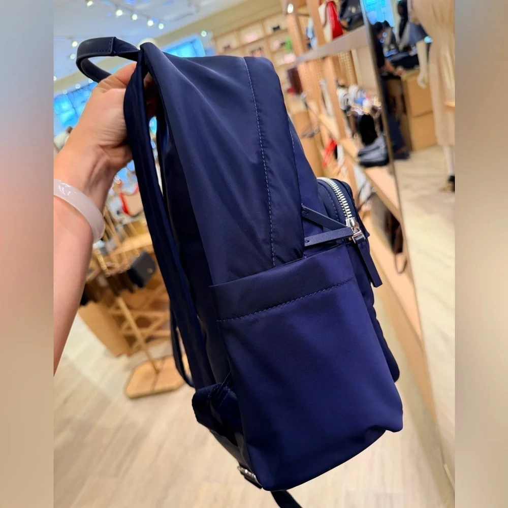 NWT! NEW! Tory Burch Navy Nylon Backpack with Front Zip Pocket -Lightweight